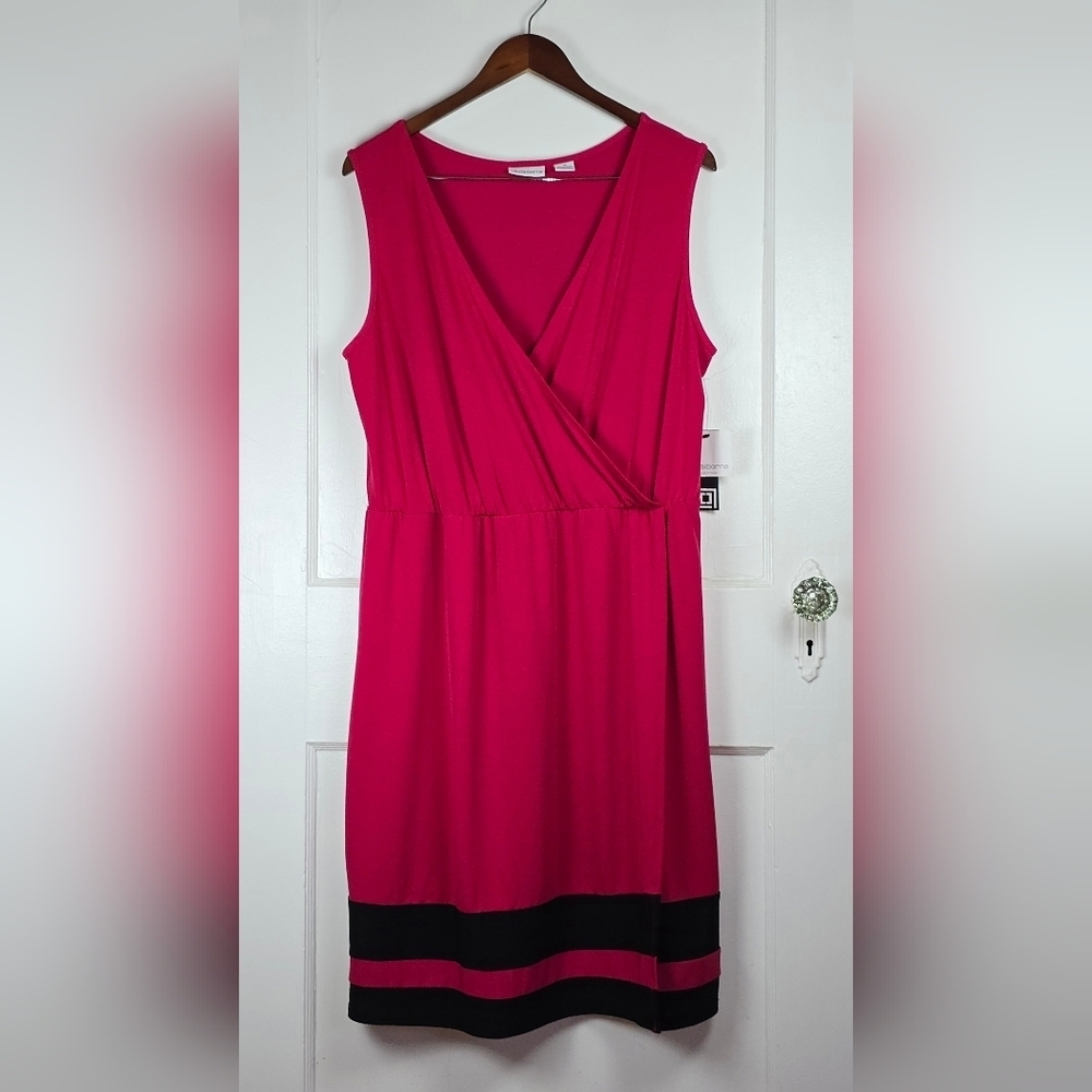 FINAL Liz Claiborne Pink and Black Knit Dress Size 16